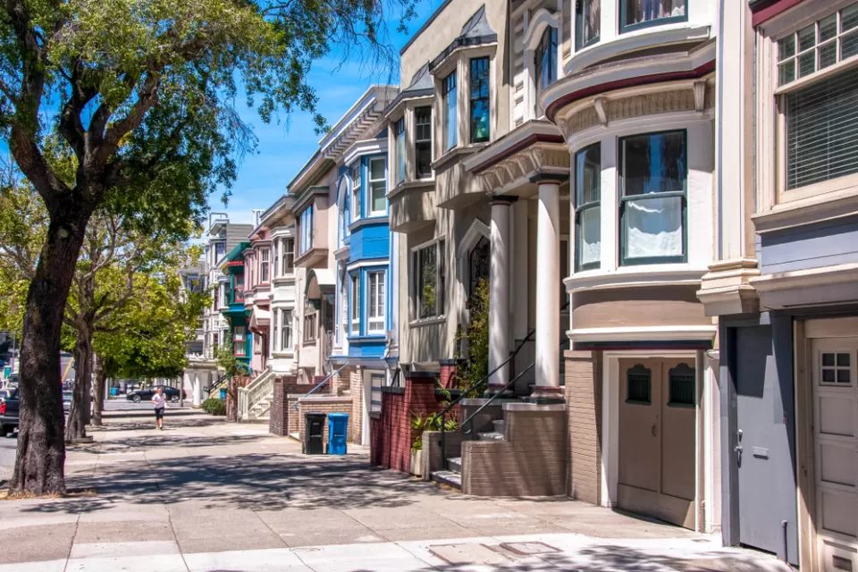 A row of Victorian homes in San Francisco, California